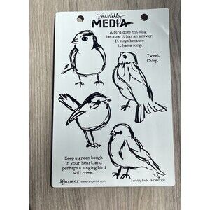 NEW Ranger MDR-41320 Dina Wakley Media Cling Stamps 6"X9"-Scribbly Birds